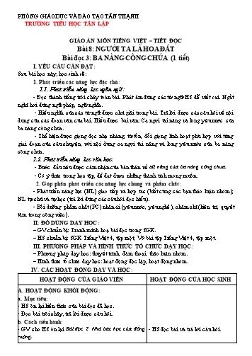 Giáo án Tiếng Việt Lớp 4 (Cánh diều) - Bài 8: Người ta là hoa đất - Trường Tiểu học Tân Lập