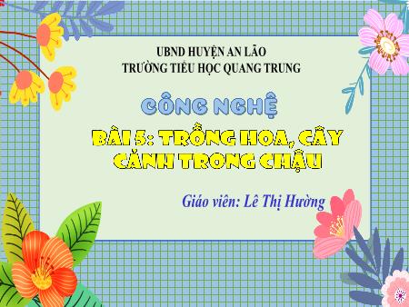 Bài giảng Công nghệ 4 Sách Kết nối tri thức - Bài 5: Trồng hoa, cây cảnh trong chậu - Lê Thị Hường