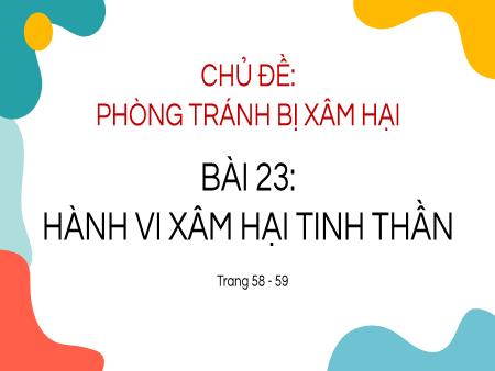 Bài giảng Hoạt động trải nghiệm 4 Sách Kết nối tri thức - Chủ đề: Phòng tránh bị xâm hại - Bài 23: Hành vi xâm hại tinh thần - Năm học 2024-2025 - Lê Thị Hường