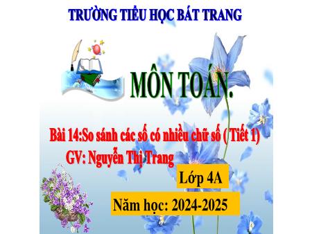 Bài giảng Toán 4 Sách Kết nối tri thức - Bài 14: So sánh các số có nhiều chữ số (Tiết 1) - Năm học 2024-2025 - Nguyễn Thị Trang