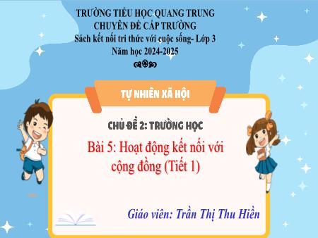 Bài giảng Tự nhiên & Xã hội 4 Sách Kết nối tri thức - Chủ đề 2: Trường học - Bài 5: Hoạt động kết nối với cộng đồng (Tiết 1) - Năm học 2024-2025 - Trần Thị Thu Hiền