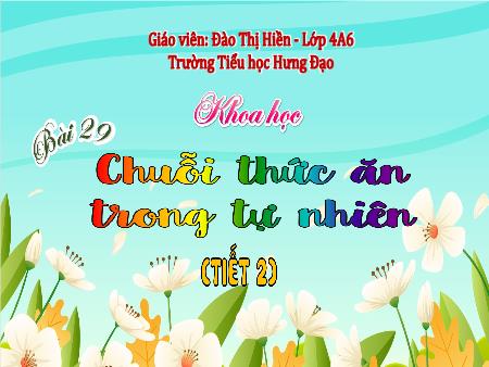 Bài giảng Khoa học 4 (Kết nối tri thức) - Bài 29: Chuỗi thức ăn trong tự nhiên (Tiết 2) - Đào Thị Hiền