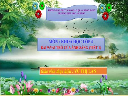 Bài giảng Khoa học 4 (Kết nối tri thức) - Bài 9: Vai trò của ánh sáng (Tiết 1) - Vũ Thị Lan