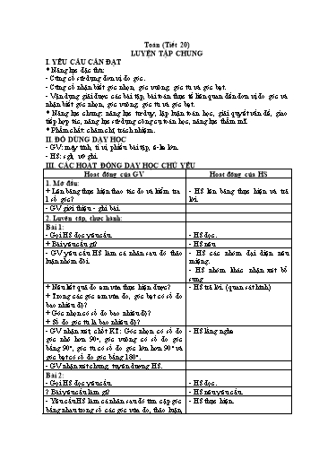Giáo án Toán 4 (Kết nối tri thức) - Tiết 20: Luyện tập chung