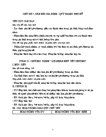 Giáo án Hoạt động trải nghiệm Lớp 4 (Chân Trời Sáng Tạo) - Chủ đề 7, Tuần 25