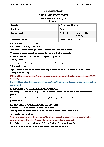 Giáo án Tiếng Anh lớp 4 - Tuần 13 - Tích hợp năng lực số và AI năm học 2026-2027