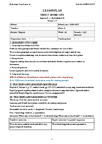 Giáo án Tiếng Anh lớp 4 - Tuần 30 - Tích hợp năng lực số và AI năm học 2026-2027
