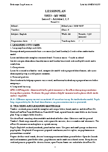 Giáo án Tiếng Anh lớp 4 - Tuần 6 - Tích hợp năng lực số và AI năm học 2026-2027