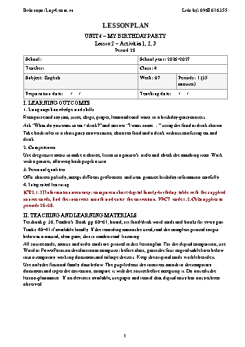 Giáo án Tiếng Anh lớp 4 - Tuần 7 - Tích hợp năng lực số và AI năm học 2026-2027