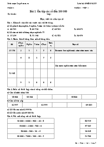 Tổng hợp phiếu bài tập Toán lớp 4 hàng ngày đầy đủ cả năm - Năm học 2026-2027